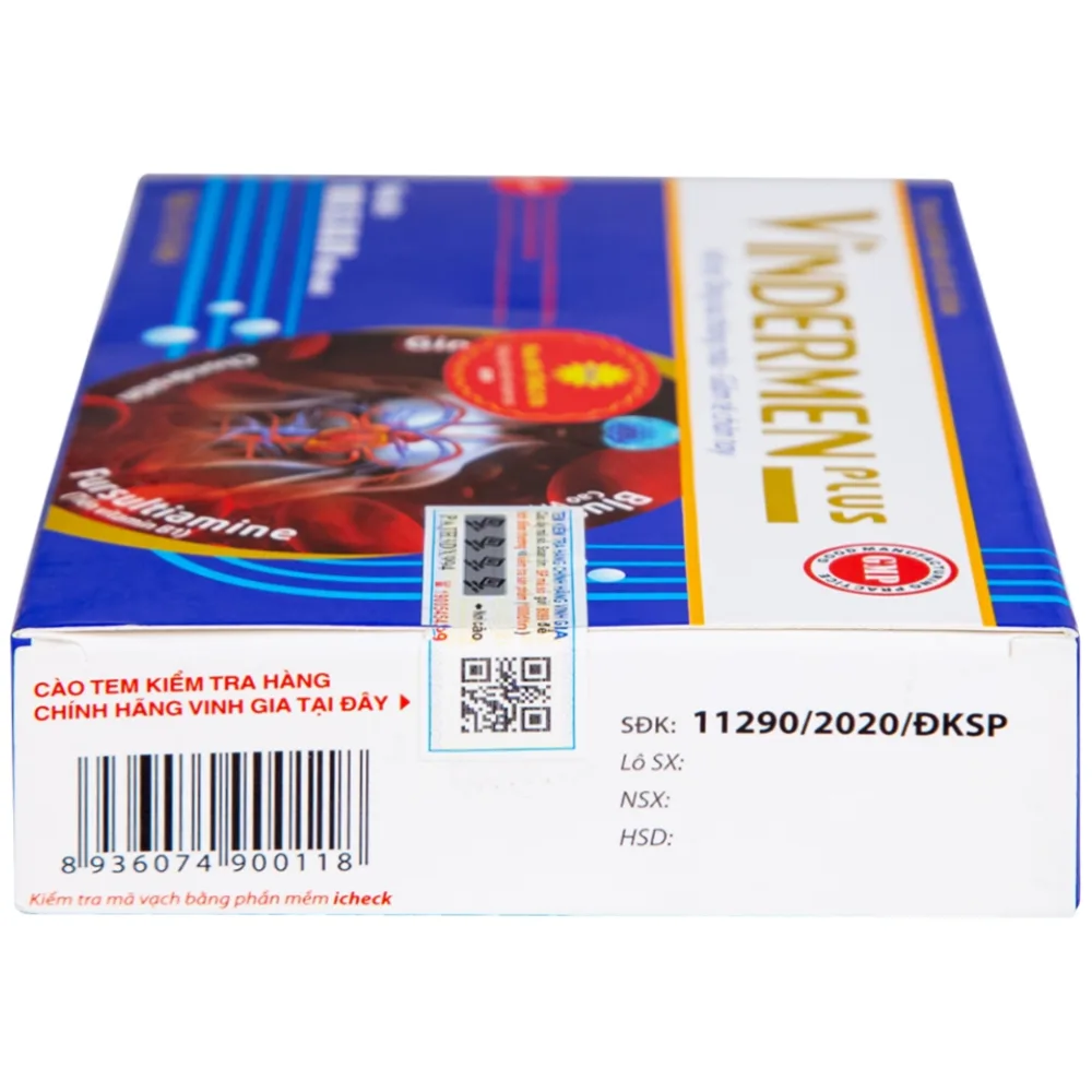 Hình ảnh Viên uống Vindermen Plus Vinh Gia hỗ trợ hoạt huyết, tăng cường lưu thông máu não (3 vỉ x 10 viên)
