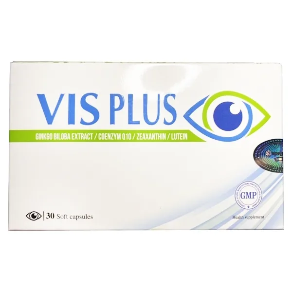 Hình ảnh Viên uống Vis Plus Hải Dương cung cấp dinh dưỡng cho mắt, tăng cường tuần hoàn máu não (3 vỉ x 10 viên)