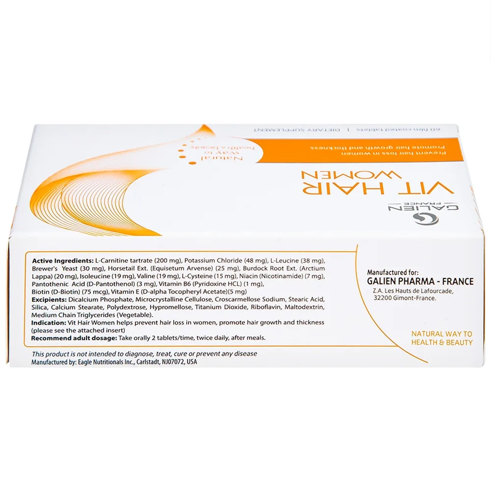 Hình ảnh Viên uống Vit Hair Women Galien hỗ trợ giảm rụng tóc dành cho nữ giới (4 vỉ x 15 viên)