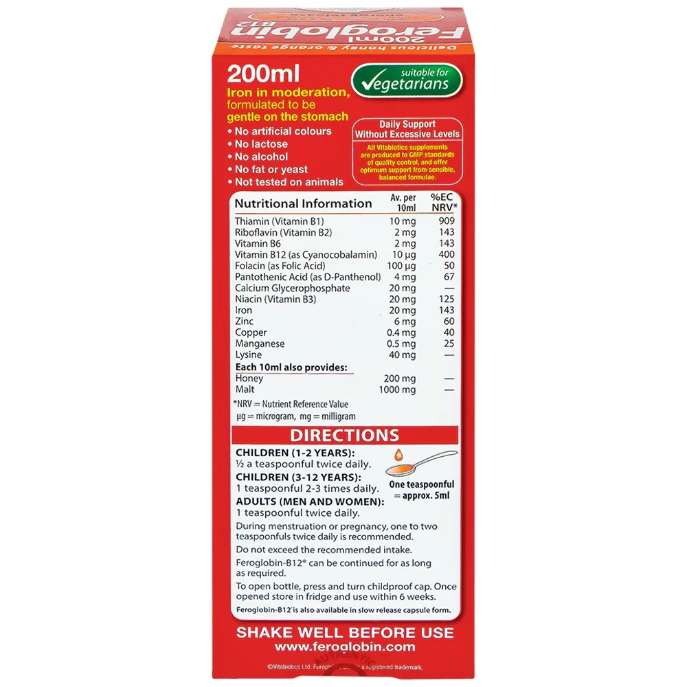 Hình ảnh Dung dịch Feroglobin B12 Vitabiotics hỗ trợ tăng khả năng tạo máu, tăng cường sức khỏe (200ml)