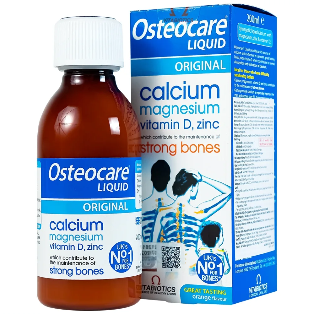 Hình ảnh Dung dịch Osteocare Liquid Vitabiotics bổ sung canxi, magiê, vitamin D, kẽm giúp xương chắc khỏe (200ml)