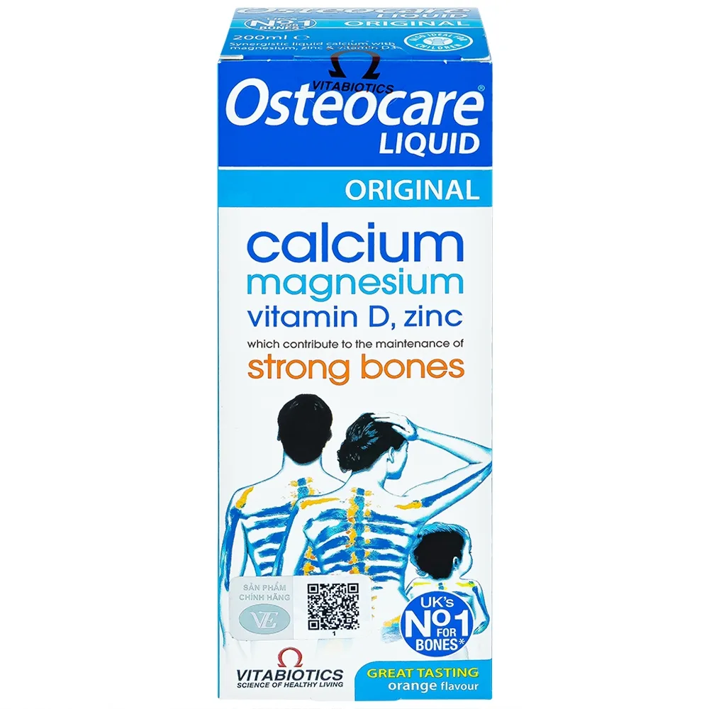 Hình ảnh Dung dịch Osteocare Liquid Vitabiotics bổ sung canxi, magiê, vitamin D, kẽm giúp xương chắc khỏe (200ml)