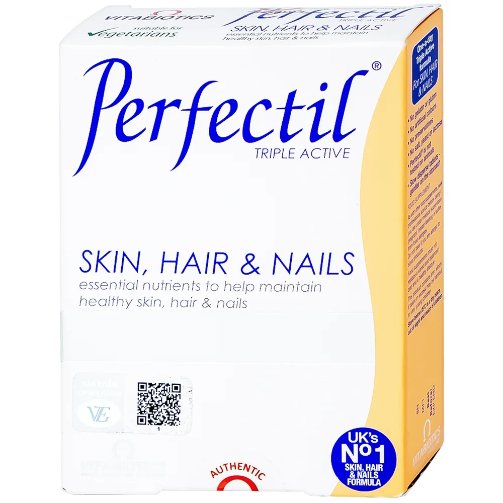 Hình ảnh Thực phẩm bảo vệ sức khỏe Perfectil Vitabiotics bổ sung vi chất làm đẹp da, móng, tóc (2 vỉ x 15 viên)