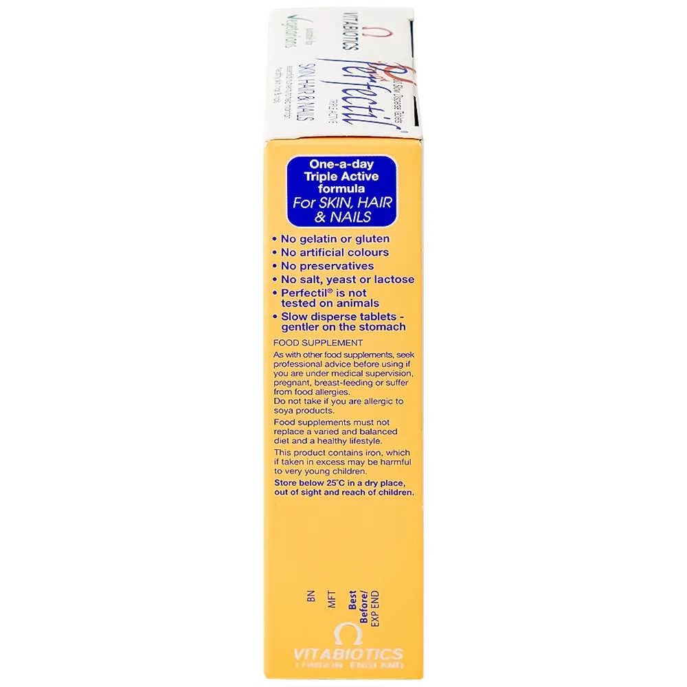 Hình ảnh Thực phẩm bảo vệ sức khỏe Perfectil Vitabiotics bổ sung vi chất làm đẹp da, móng, tóc (2 vỉ x 15 viên)