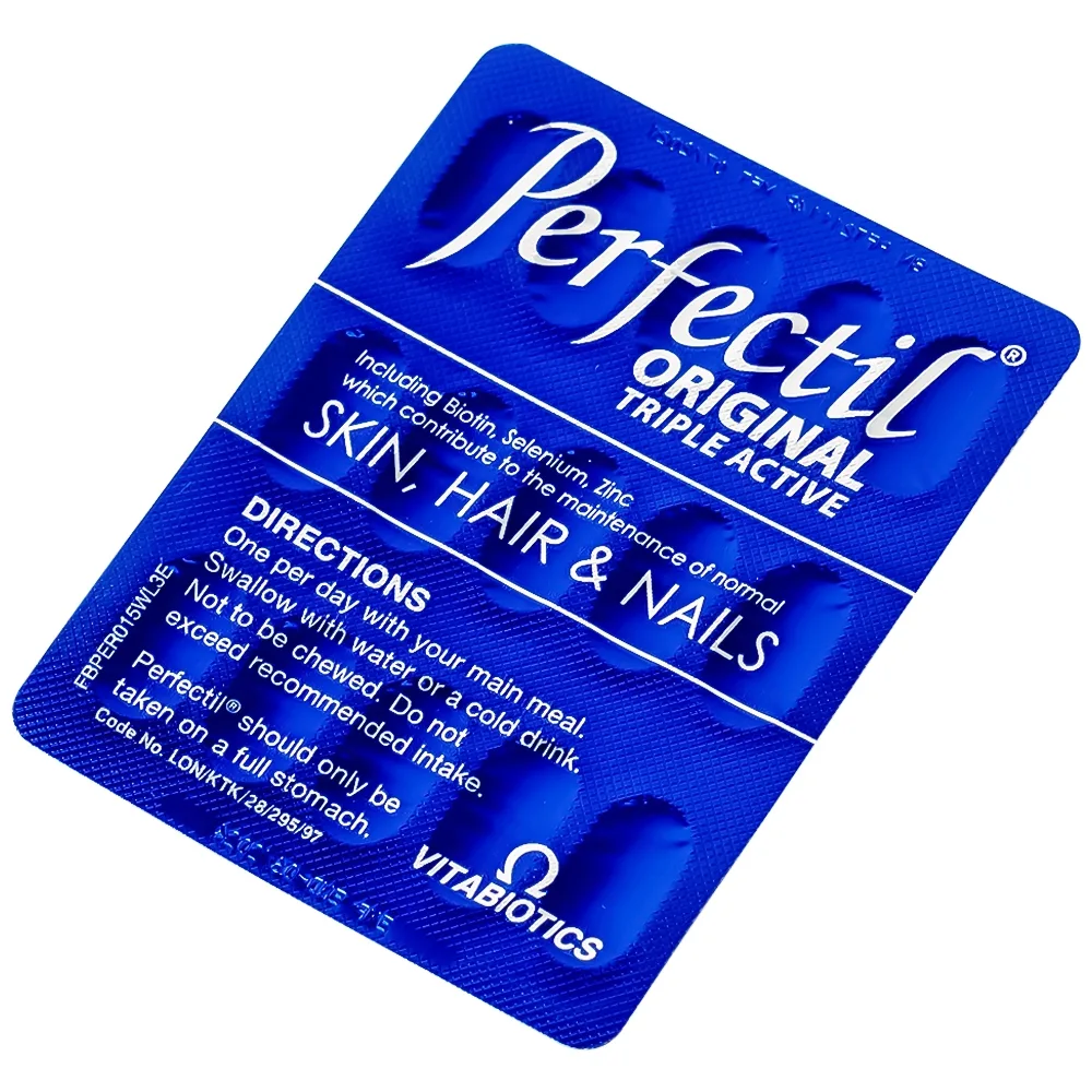 Hình ảnh Thực phẩm bảo vệ sức khỏe Perfectil Vitabiotics bổ sung vi chất làm đẹp da, móng, tóc (2 vỉ x 15 viên)
