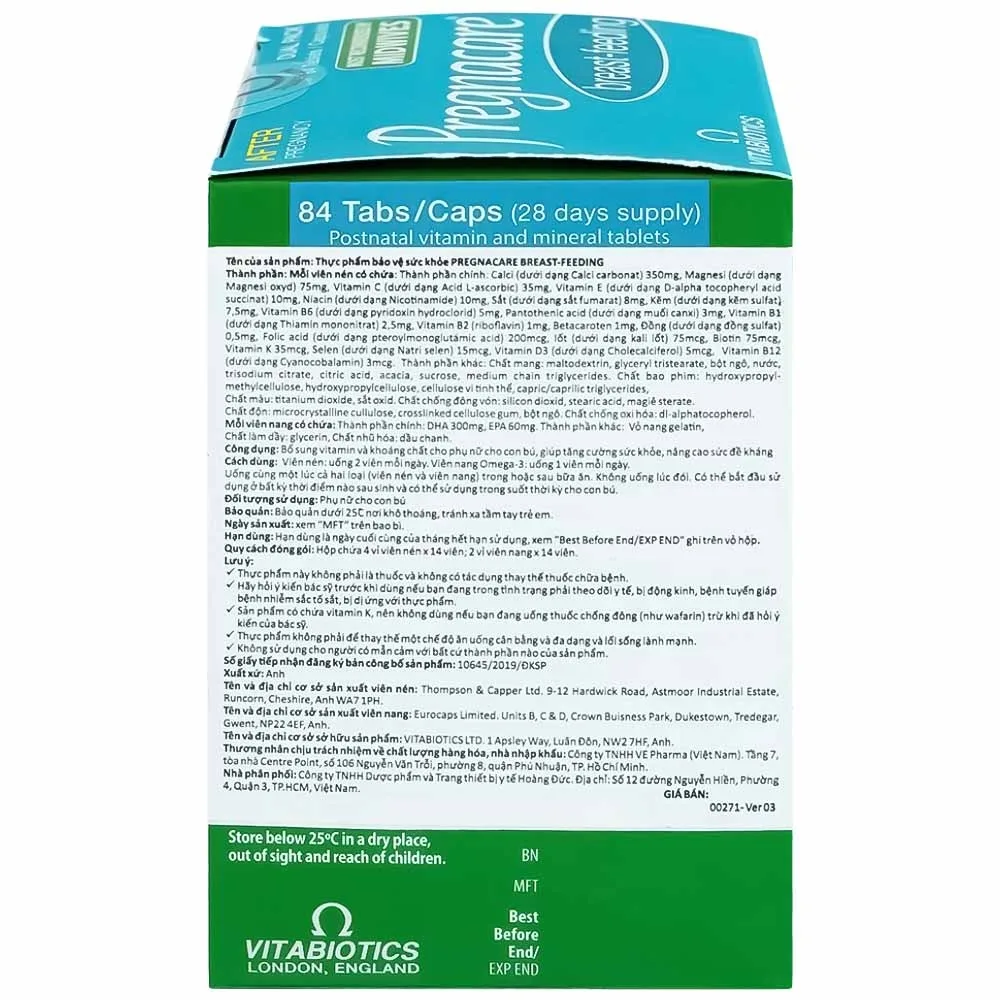 Hình ảnh Viên uống Pregnacare Breast Feeding Vitabiotics bổ sung vitamin và khoáng chất cho phụ nữ cho con bú (6 vỉ x 14 viên)