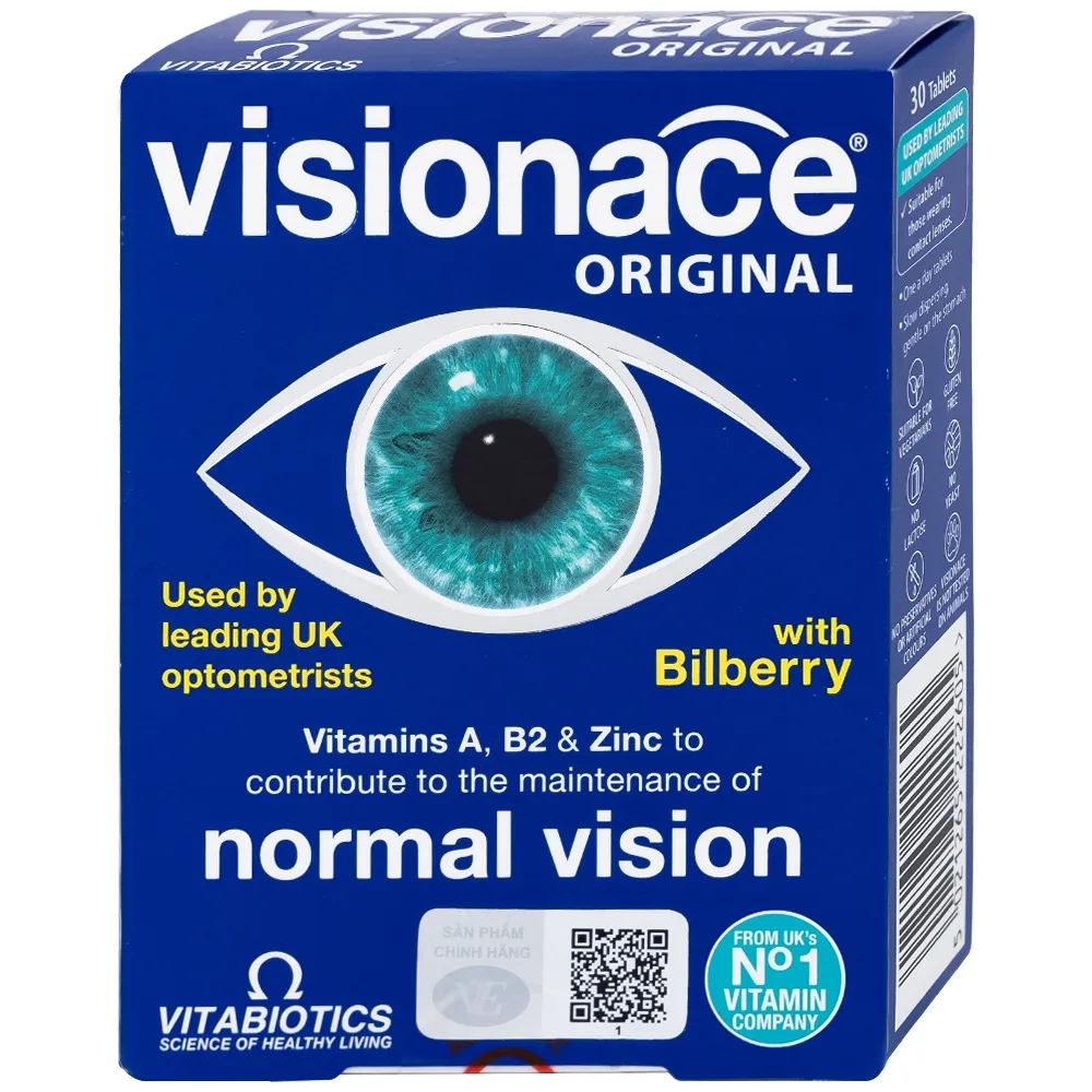 Hình ảnh Viên uống Visionace Original Vitabiotics bổ sung vitamin, khoáng chất, lutein, hỗ trợ cải thiện thị lực (2 vỉ x 15 viên)