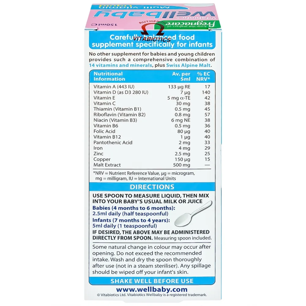 Hình ảnh Siro Wellbaby Multi-Vitamin Liquid Vitabiotics bổ sung vitamin và khoáng chất cho trẻ (150ml)