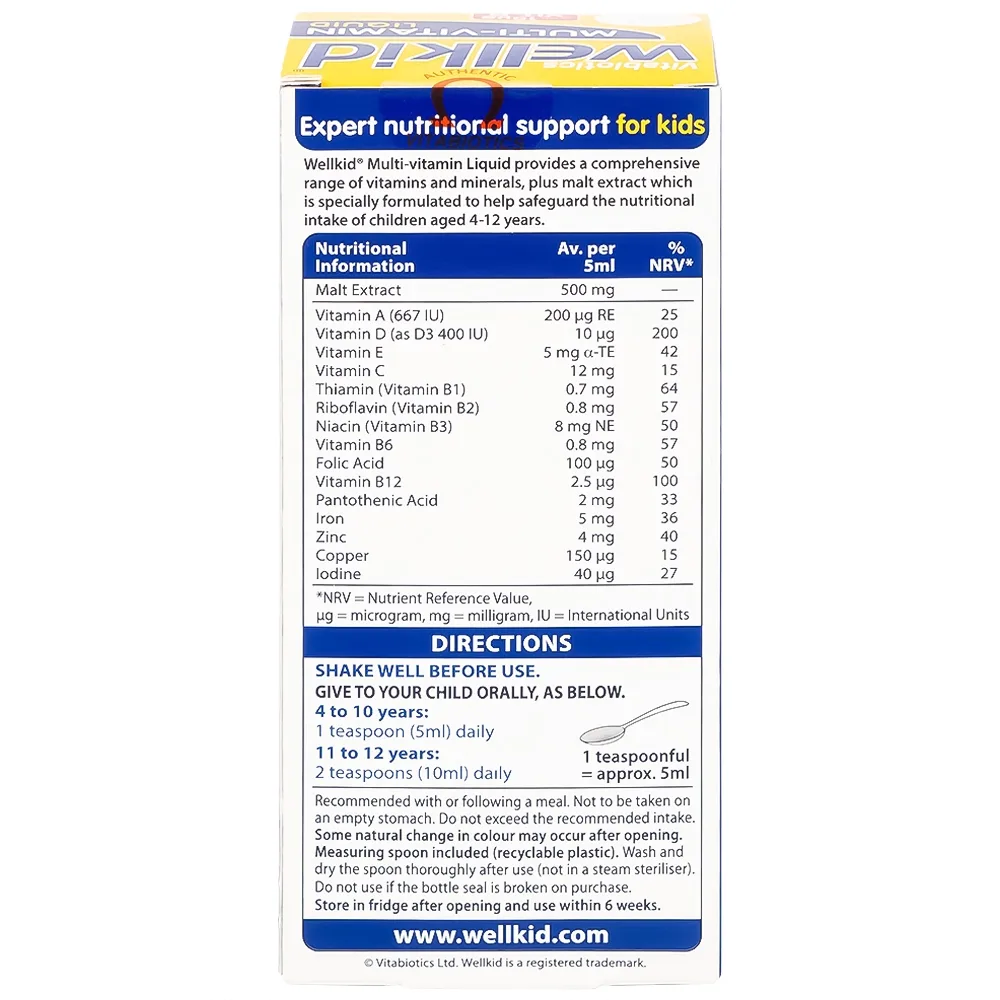 Hình ảnh Siro WellKid Multi-Vitamin Liquid bổ sung vitamin, khoáng chất cho trẻ em (150ml)