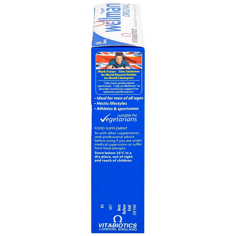 Hình ảnh Viên uống Wellman Original Vitabiotics bổ sung vitamin, khoáng chất, hỗ trợ tăng cường sức khỏe cho nam giới (2 vỉ x 15 viên)