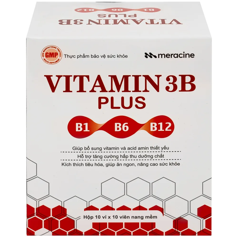 Hình ảnh Viên uống Vitamin 3B Plus Meracine bổ sung vitamin B1, B6, B12, acid amin cho cơ thể (10 vỉ x 10 viên)