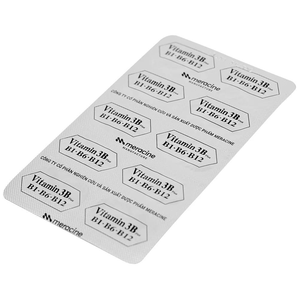 Hình ảnh Viên uống Vitamin 3B Plus Meracine bổ sung vitamin B1, B6, B12, acid amin cho cơ thể (10 vỉ x 10 viên)