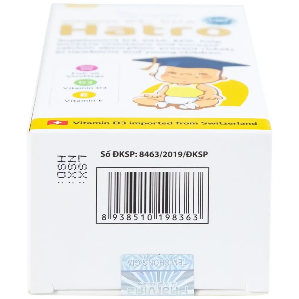 Hình ảnh Dung dịch Vitamin D3+ DHA Hatro Pharvina tăng sức đề kháng, giảm nguy cơ còi xương (20ml)