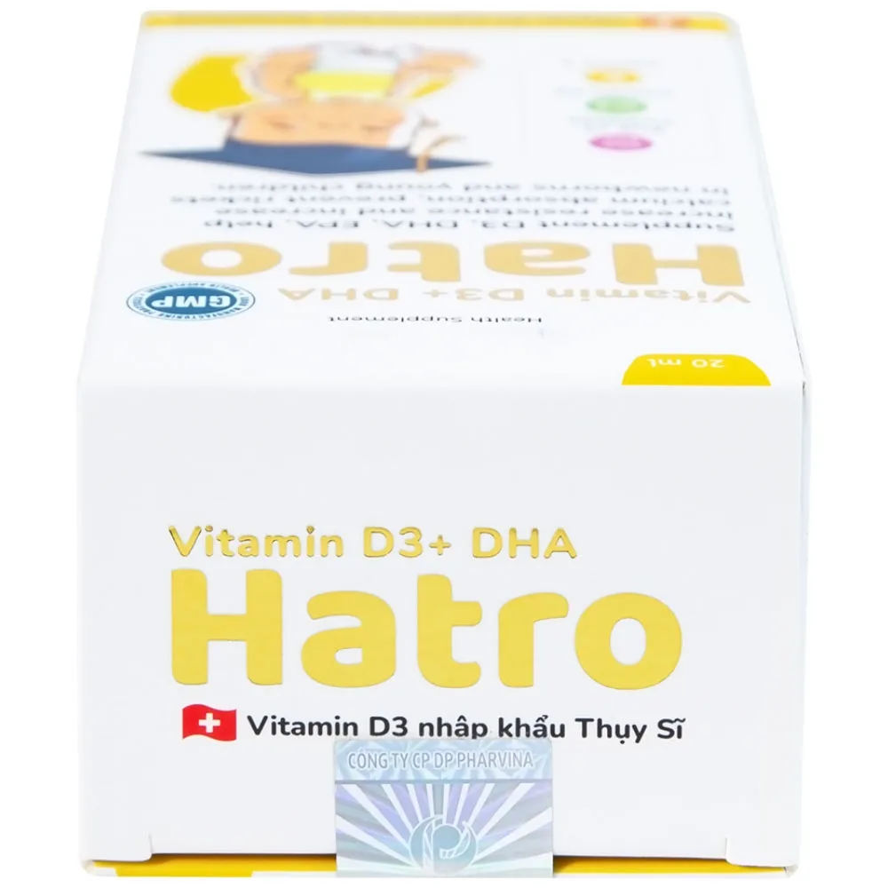 Hình ảnh Dung dịch Vitamin D3+ DHA Hatro Pharvina tăng sức đề kháng, giảm nguy cơ còi xương (20ml)