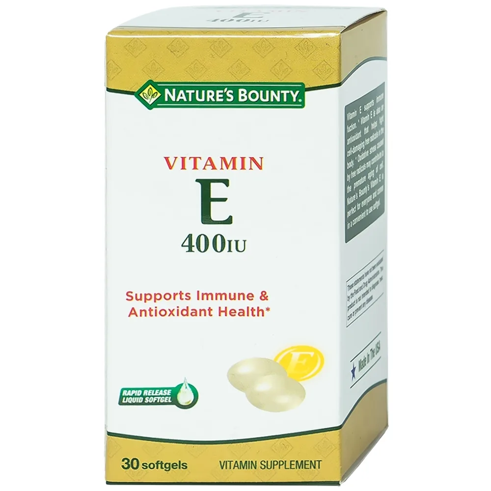 Hình ảnh Viên uống Vitamin E 400IU Nature's Bounty hỗ trợ chống oxy hóa, làm chậm quá trình lão hóa da (30 viên)