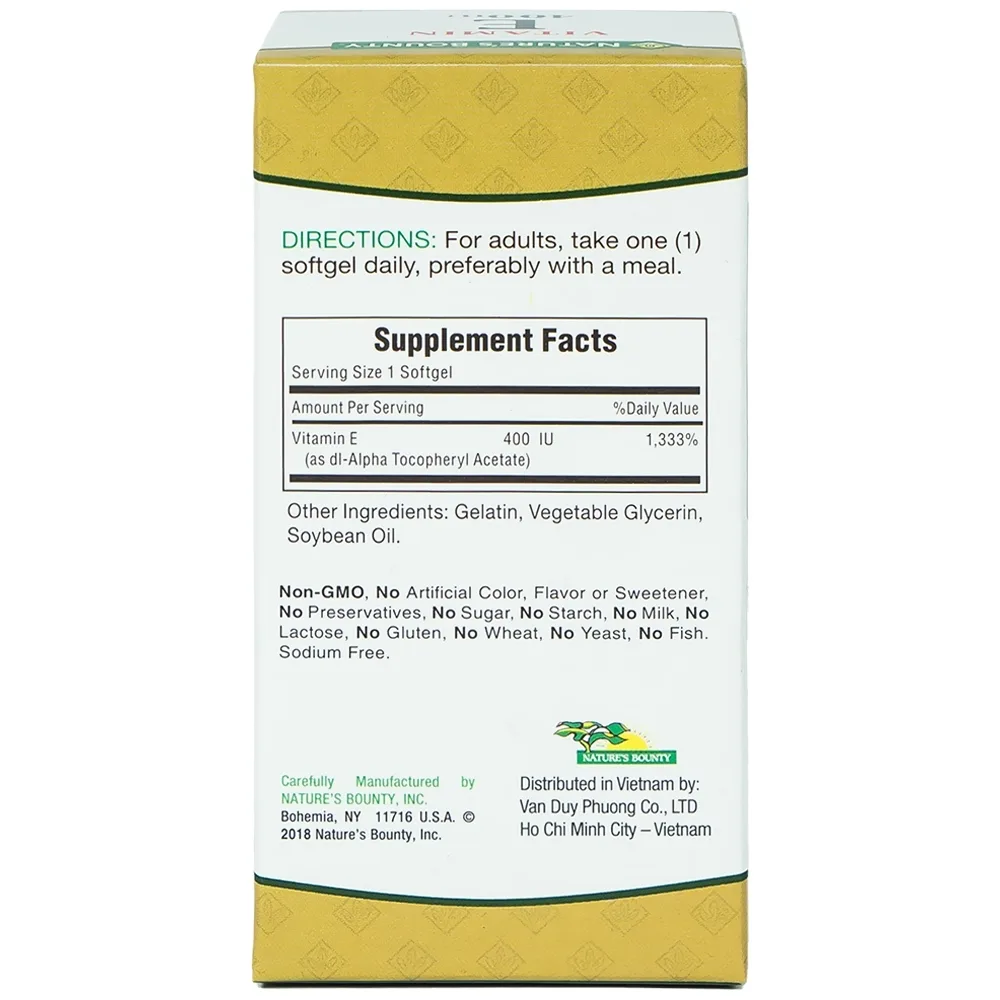 Hình ảnh Viên uống Vitamin E 400IU Nature's Bounty hỗ trợ chống oxy hóa, làm chậm quá trình lão hóa da (30 viên)
