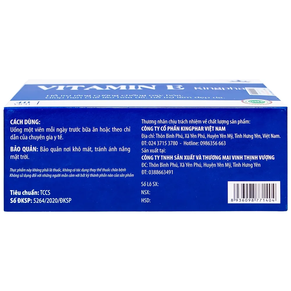 Hình ảnh Thực phẩm bảo vệ sức khỏe Vitamin E Kingphar