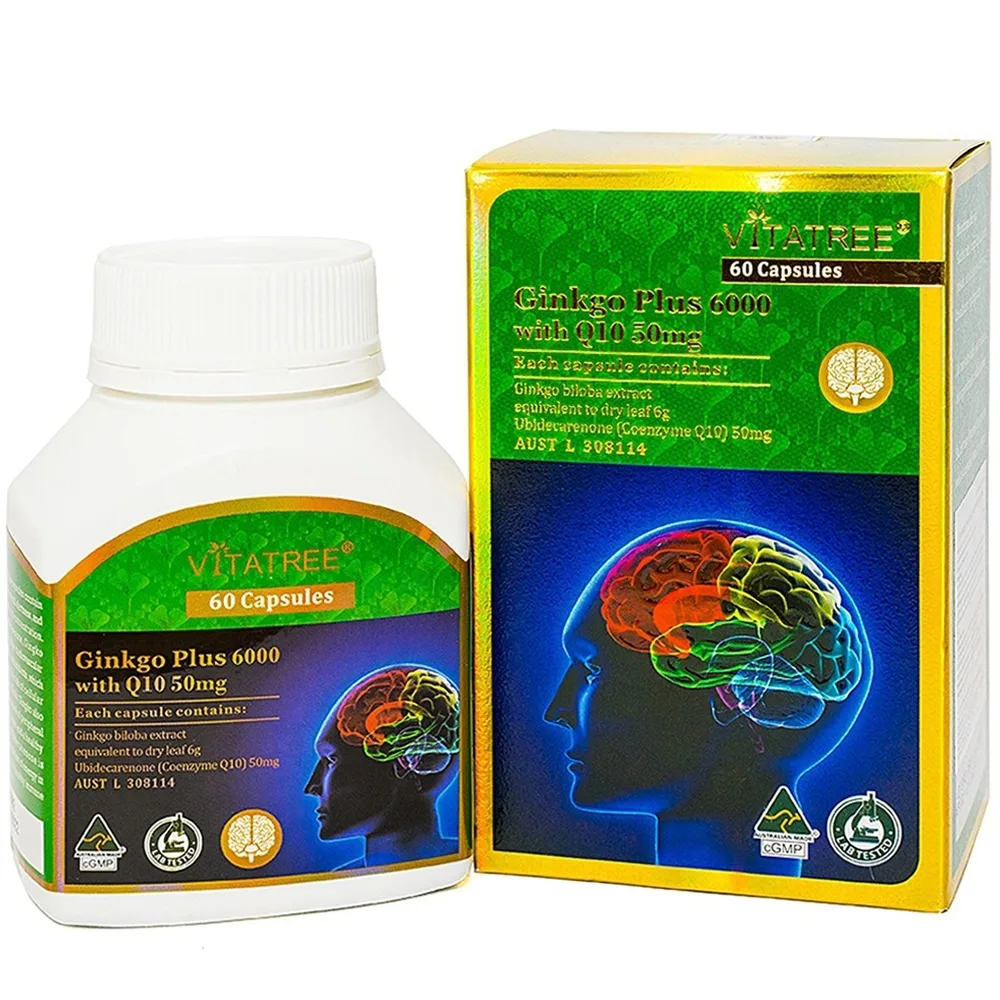 Hình ảnh Viên uống Ginkgo Plus 6000 With Q10 50mg Vitatree hỗ trợ cải thiện trí nhớ (60 viên)
