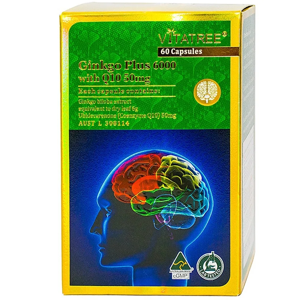 Hình ảnh Viên uống Ginkgo Plus 6000 With Q10 50mg Vitatree hỗ trợ cải thiện trí nhớ (60 viên)