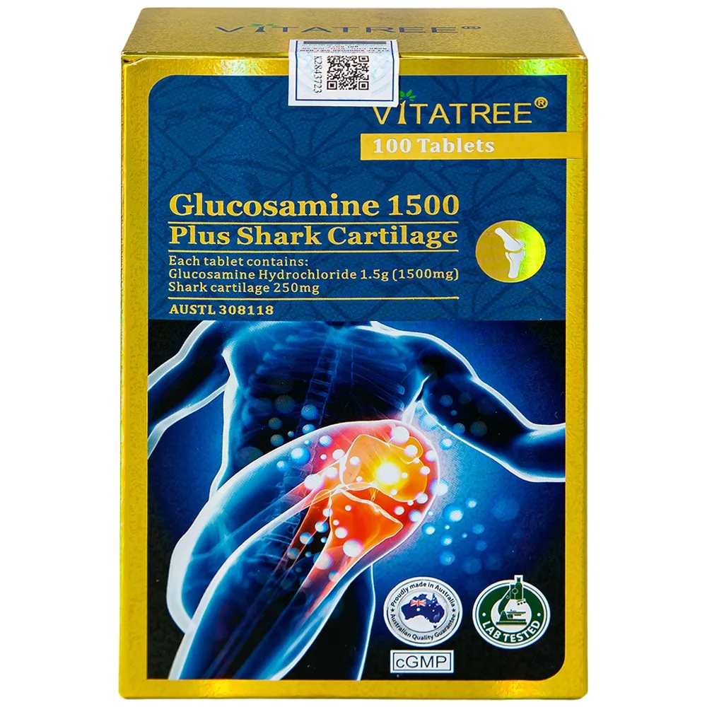 Hình ảnh Viên uống Vitatree Glucosamine 1500 Plus Shark Cartilage hỗ trợ duy trì chức năng của khớp (100 viên)