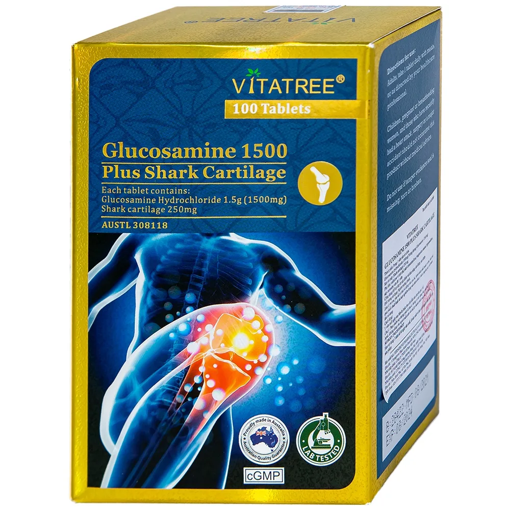 Hình ảnh Viên uống Vitatree Glucosamine 1500 Plus Shark Cartilage hỗ trợ duy trì chức năng của khớp (100 viên)