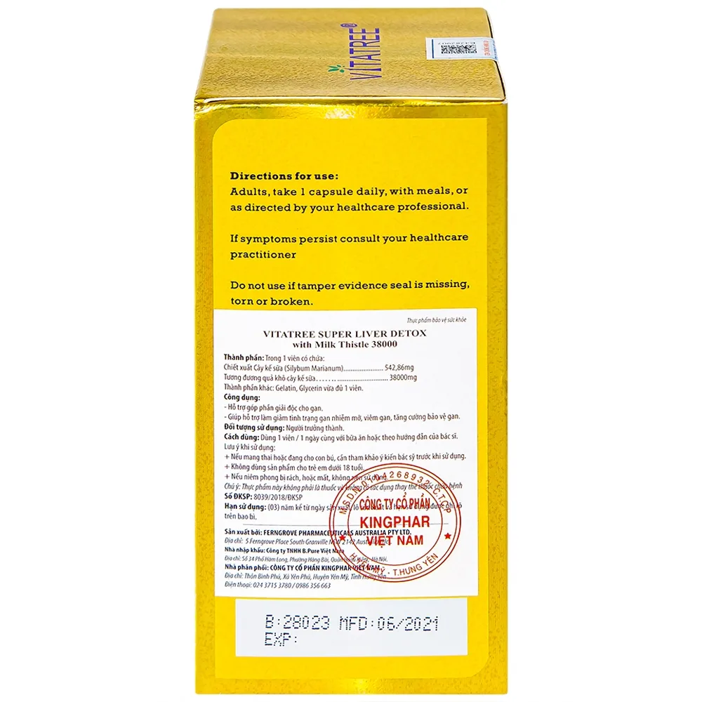 Hình ảnh Viên uống Super Liver Detox Vitatree hỗ trợ góp phần giải độc gan (100 viên)