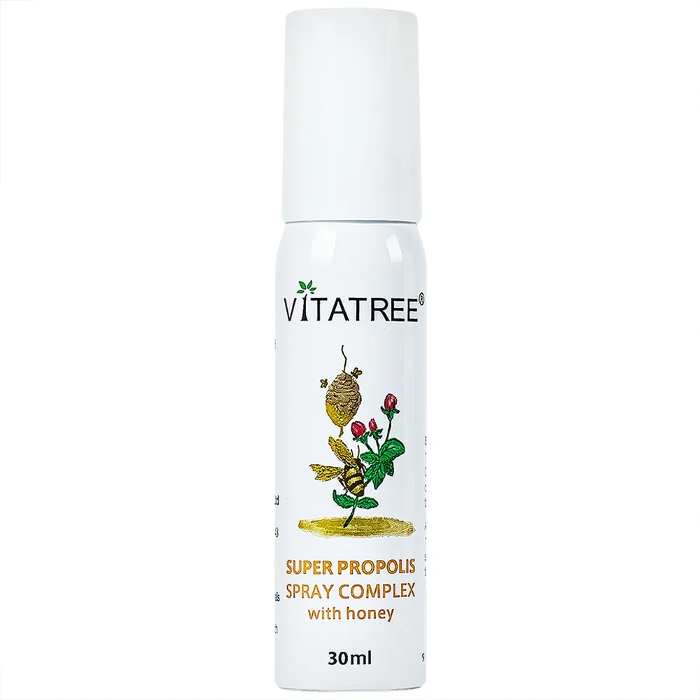 Hình ảnh Xịt keo ong Vitatree Super Propolis Spray Complex With Honey hỗ trợ chống oxy hóa, giảm đau rát họng (30ml)