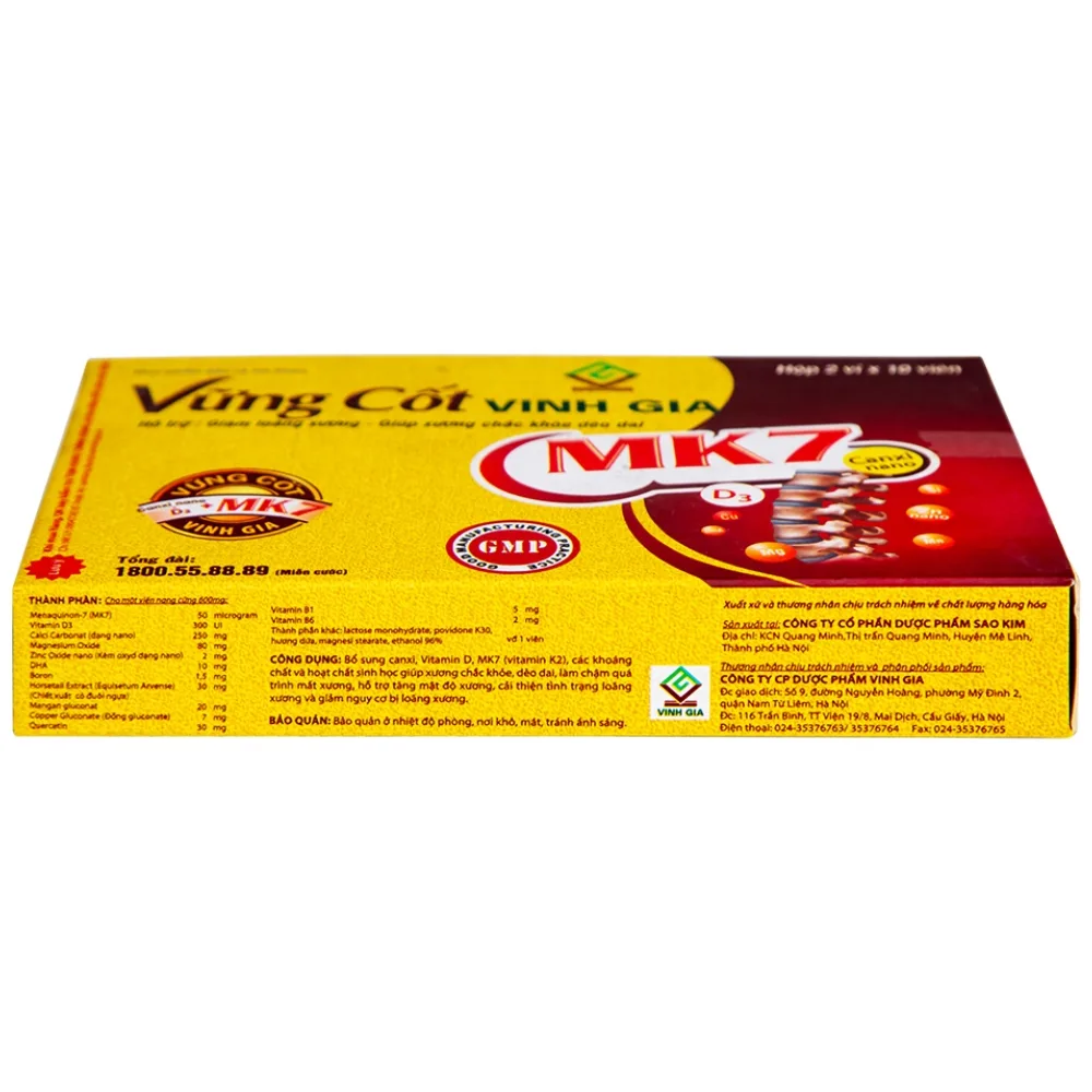 Hình ảnh Viên uống Vững Cốt Vinh Gia hỗ trợ giảm loãng xương, giúp xương chắc khỏe dẻo dai (2 vỉ x 10 viên)
