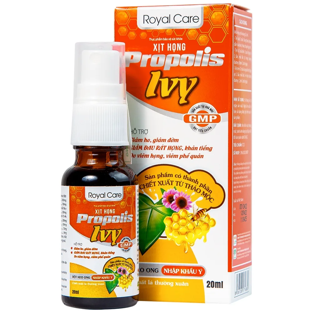 Hình ảnh Xịt họng Propolis Ivy Royal Care giảm ho, đờm, đau rát họng, khản tiếng do viêm họng, viêm phế quản (20ml)