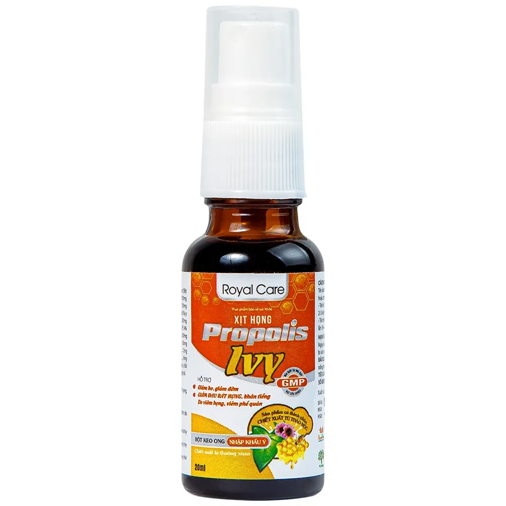Hình ảnh Xịt họng Propolis Ivy Royal Care giảm ho, đờm, đau rát họng, khản tiếng do viêm họng, viêm phế quản (20ml)