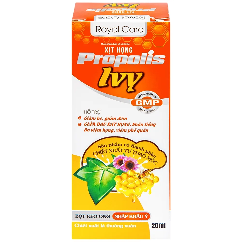 Hình ảnh Xịt họng Propolis Ivy Royal Care giảm ho, đờm, đau rát họng, khản tiếng do viêm họng, viêm phế quản (20ml)