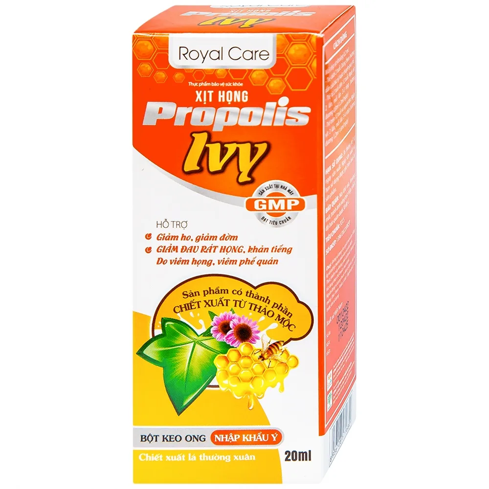 Hình ảnh Xịt họng Propolis Ivy Royal Care giảm ho, đờm, đau rát họng, khản tiếng do viêm họng, viêm phế quản (20ml)