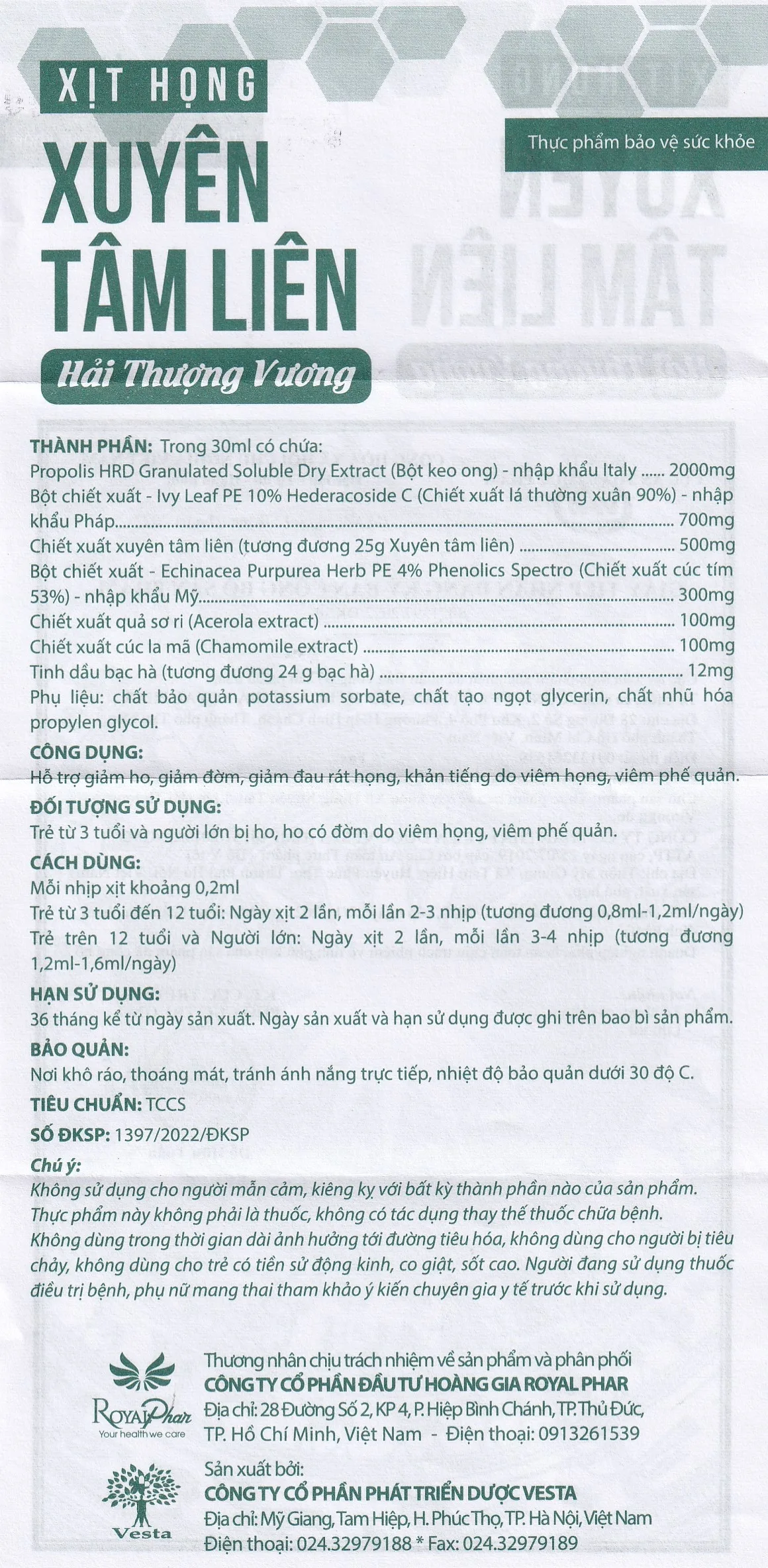 Hình ảnh Xịt họng Xuyên Tâm Liên Hải Thượng Vương hỗ trợ giảm ho, giảm đờm, giảm đau rát họng, khàn tiếng (30ml)