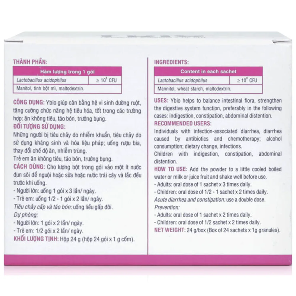 Hình ảnh Cốm Ybio DHG Pharma cân bằng hệ vi sinh đường ruột, tăng cường chức năng hệ tiêu hóa (24 gói)