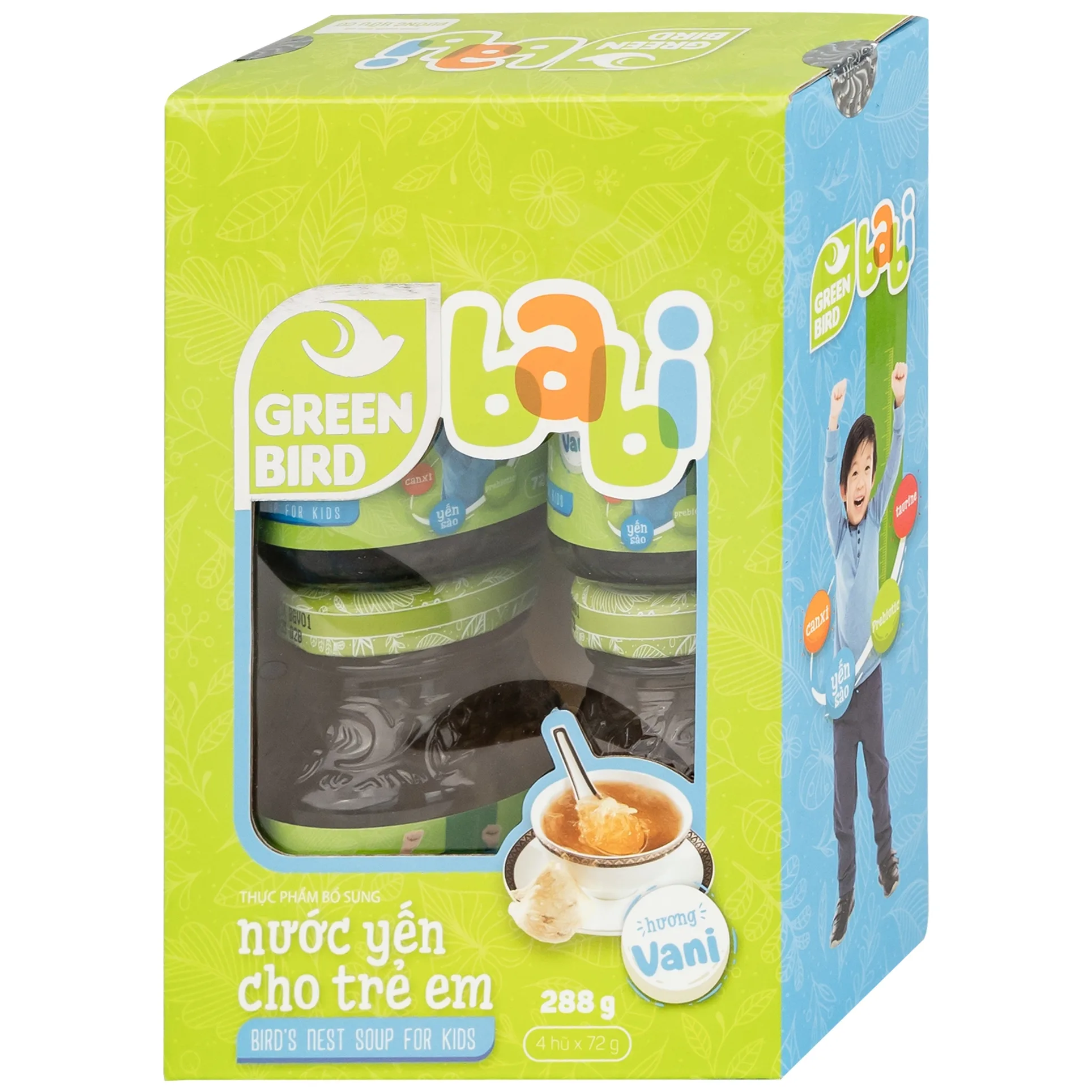 Hình ảnh Nước Yến Sào Green Bird Babi hương vani giúp tăng cường đề kháng và hệ miễn dịch (4 hũ x 72g)