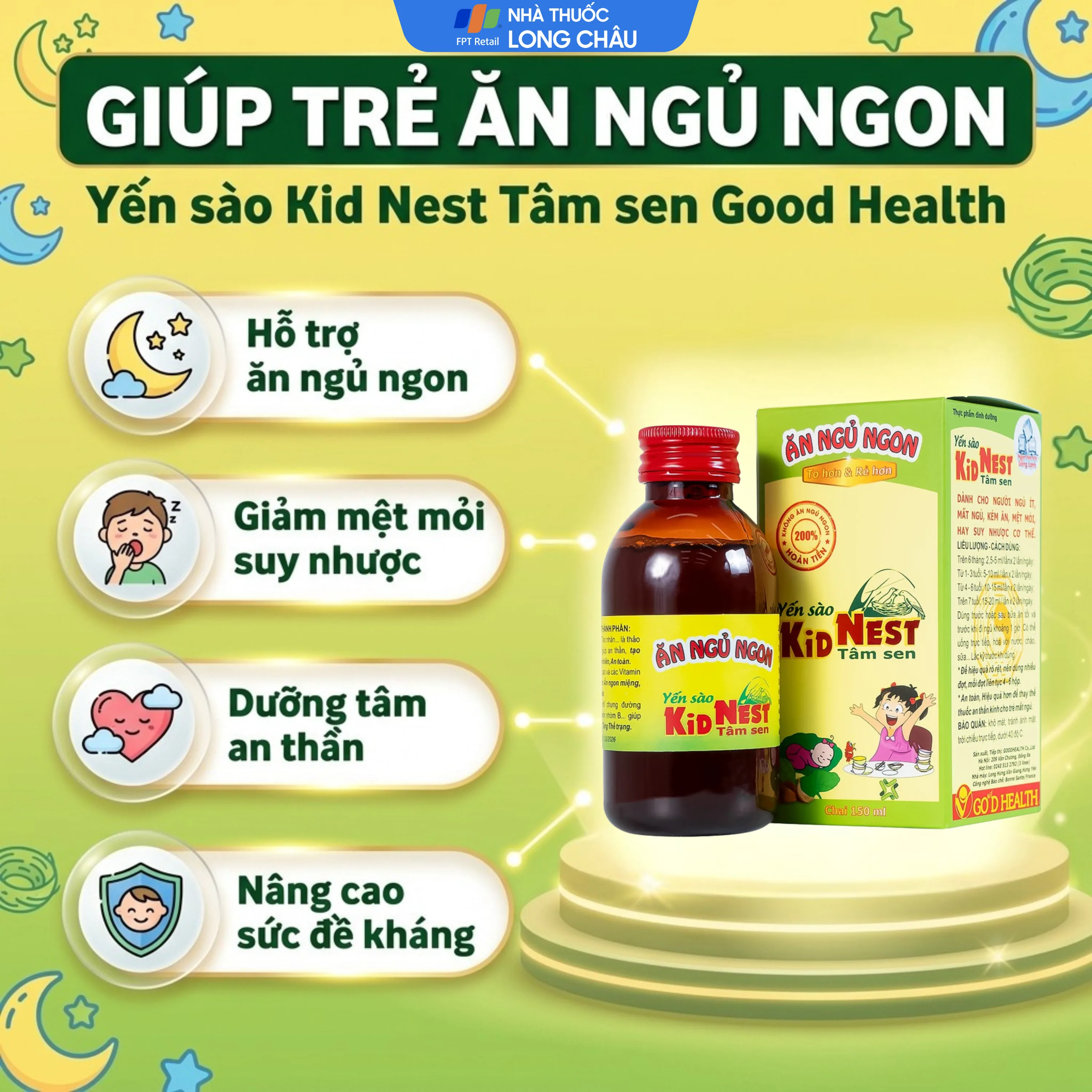 Hình ảnh Giúp bồi bổ sức khỏe cho trẻ Yến sào Kid Nest Tâm Sen (150ml)