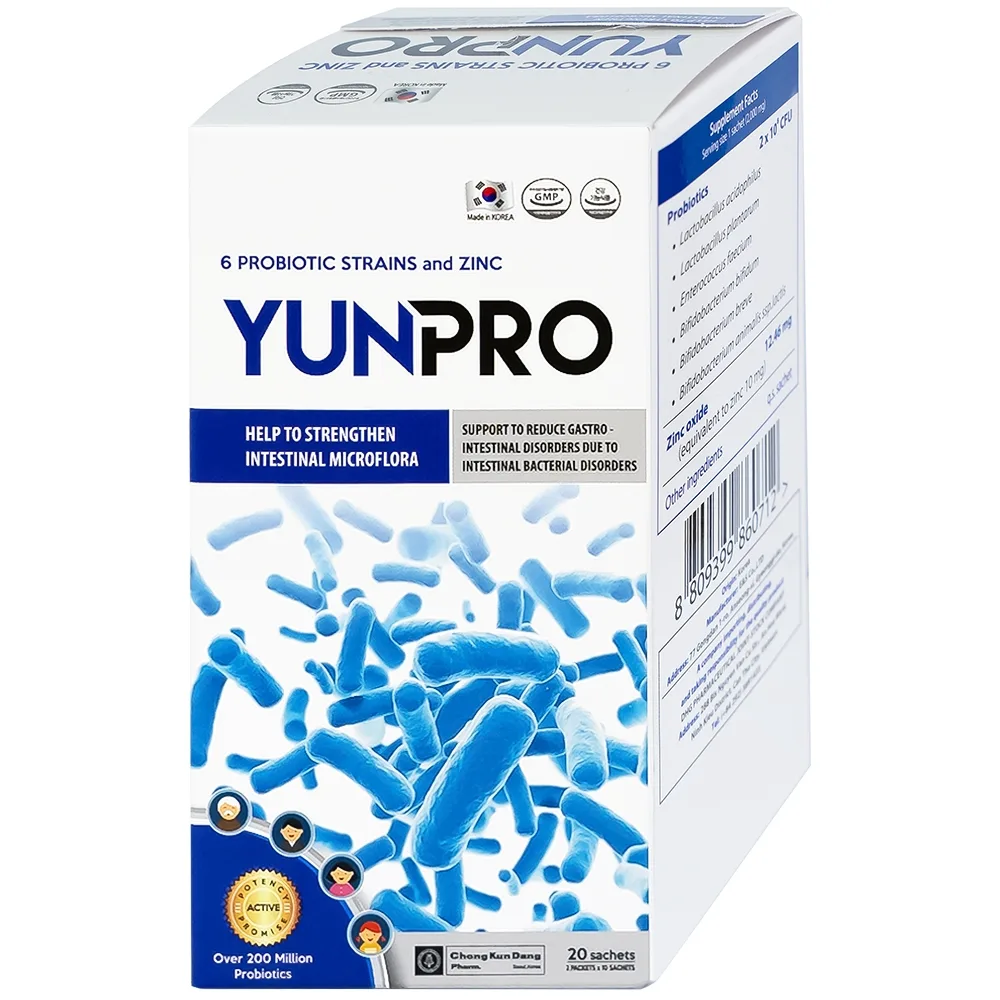 Hình ảnh Men vi sinh Yunpro 2g DHG Pharma cân bằng hệ vi sinh đường ruột, giảm rối loạn tiêu hóa (20 gói)