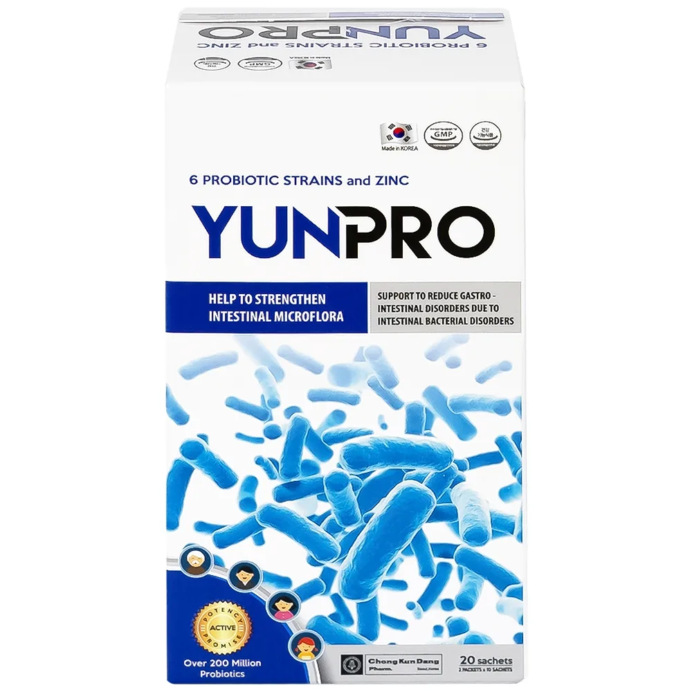 Hình ảnh Men vi sinh Yunpro 2g DHG Pharma cân bằng hệ vi sinh đường ruột, giảm rối loạn tiêu hóa (20 gói)