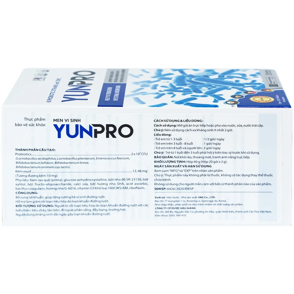 Hình ảnh Men vi sinh Yunpro 2g DHG Pharma cân bằng hệ vi sinh đường ruột, giảm rối loạn tiêu hóa (20 gói)
