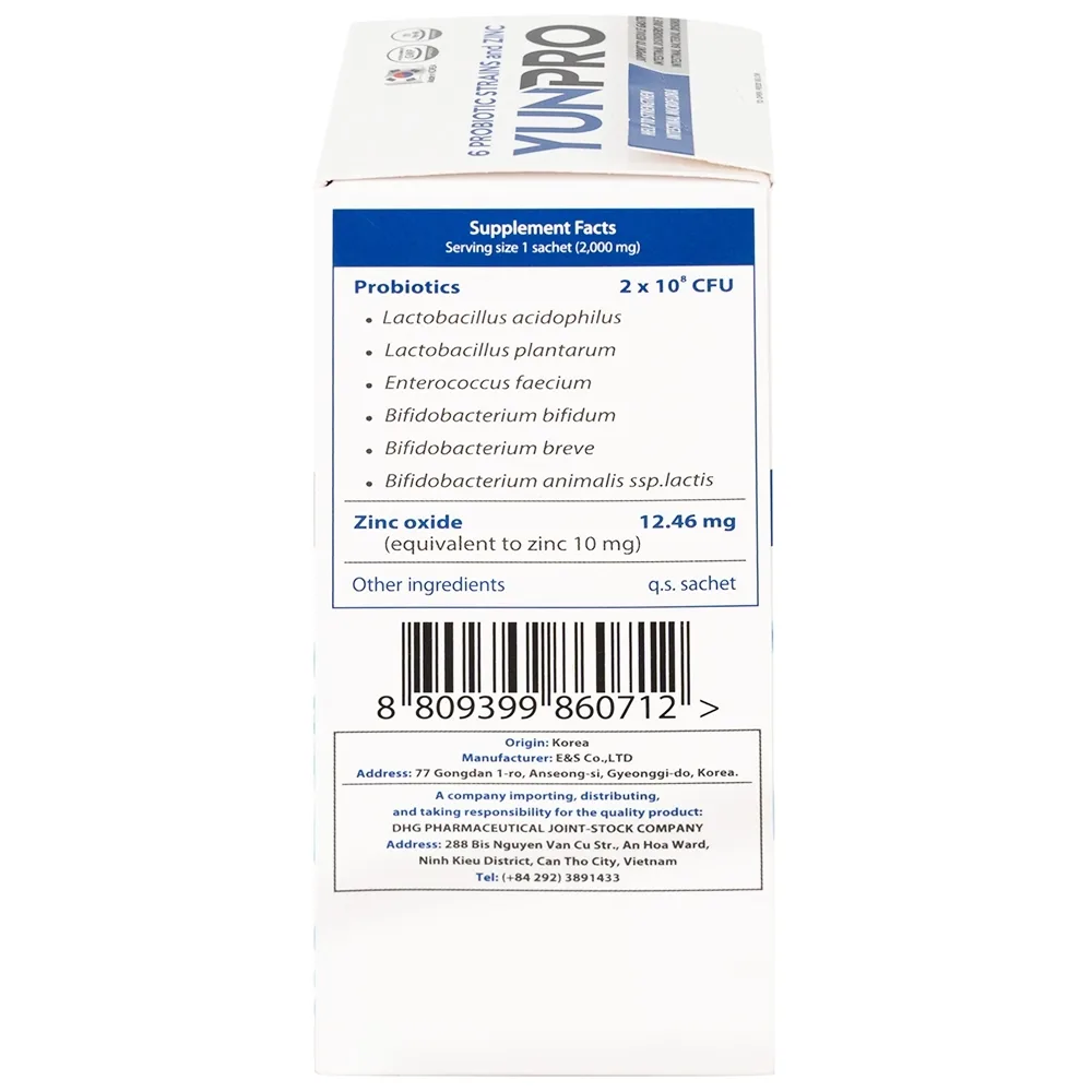 Hình ảnh Men vi sinh Yunpro 2g DHG Pharma cân bằng hệ vi sinh đường ruột, giảm rối loạn tiêu hóa (20 gói)