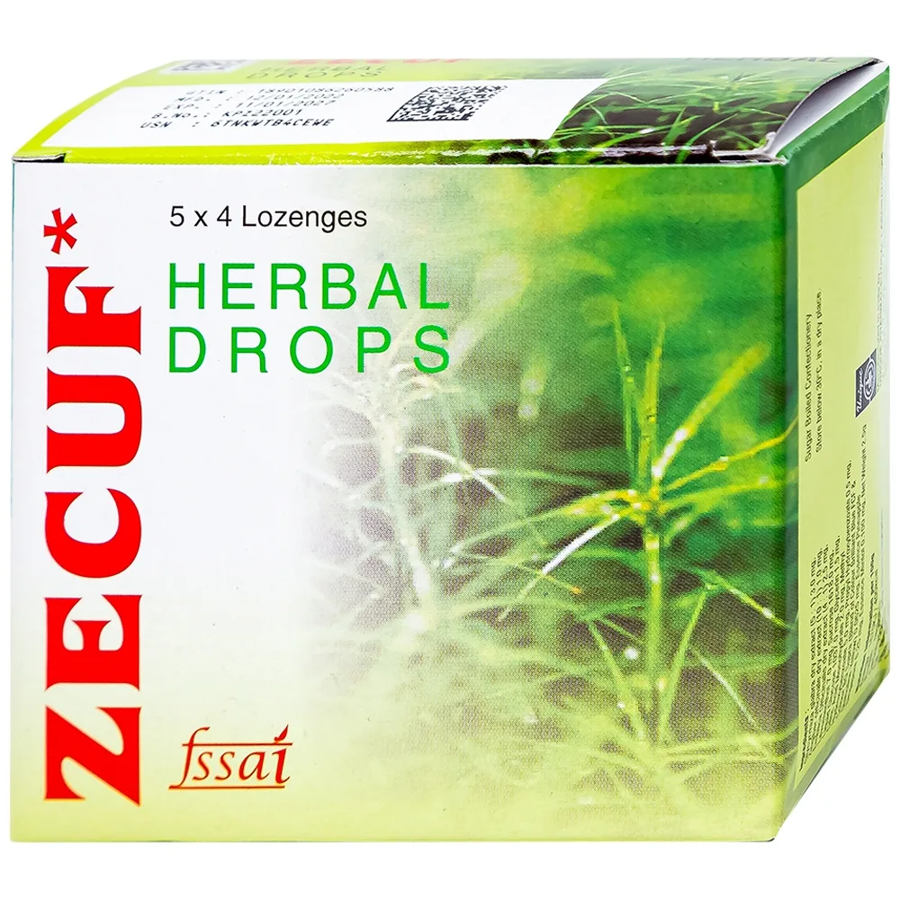 Hình ảnh Viên ngậm Zecuf Herbal Drops giúp ấm họng, nhuận phế, hỗ trợ giảm triệu chứng ho (5 vỉ x 4 viên)