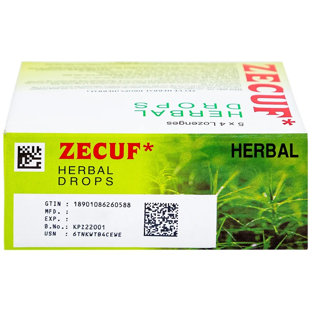 Hình ảnh Viên ngậm Zecuf Herbal Drops giúp ấm họng, nhuận phế, hỗ trợ giảm triệu chứng ho (5 vỉ x 4 viên)