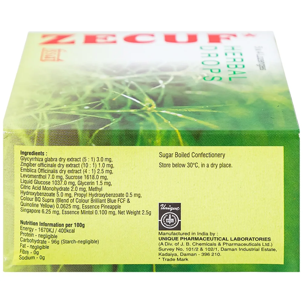 Hình ảnh Viên ngậm Zecuf Herbal Drops giúp ấm họng, nhuận phế, hỗ trợ giảm triệu chứng ho (5 vỉ x 4 viên)