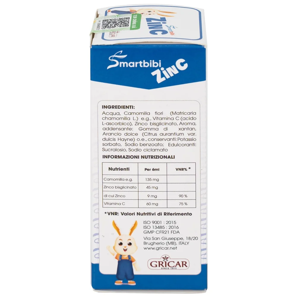 Hình ảnh Siro Smartbibi Zinc GRICAR bổ sung kẽm, vitamin C giúp tăng sức đề kháng, cải thiện tình trạng biếng ăn (30ml)