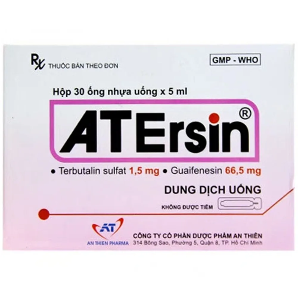 Hình ảnh Dung dịch uống Atersin An Thiên long đờm, giảm ho do hen phế quản, viêm phế quản (30 ống x 5ml)