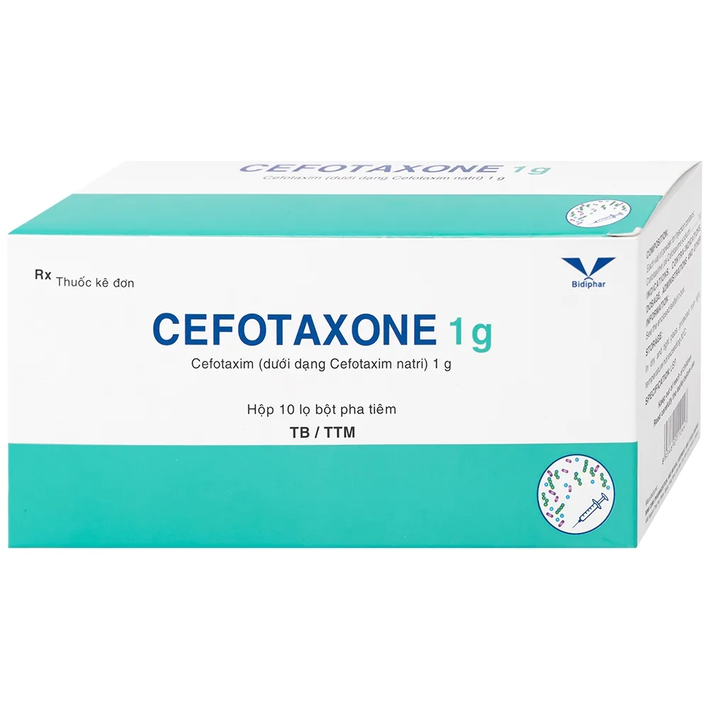 Hình ảnh Bột pha tiêm Cefotaxone 1g Bidiphar điều trị các bệnh nhiễm khuẩn nặng (10 lọ)