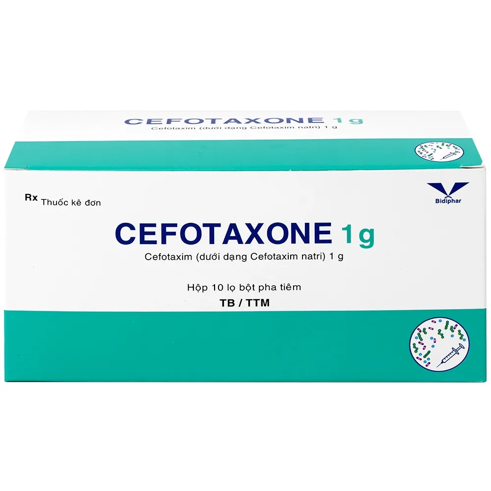 Hình ảnh Bột pha tiêm Cefotaxone 1g Bidiphar điều trị các bệnh nhiễm khuẩn nặng (10 lọ)