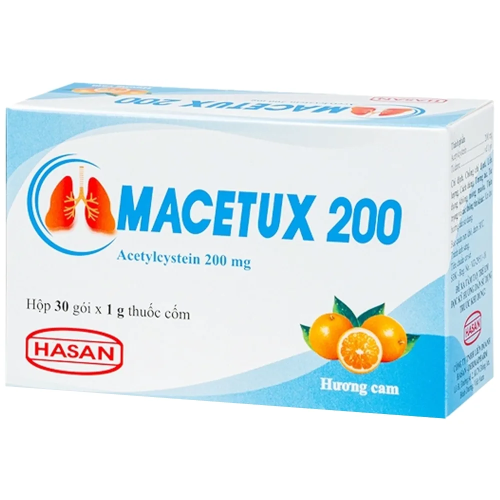 Hình ảnh Thuốc Macetux 200 Hasan điều trị rối loạn tiết dịch phế quản (30 gói x 1g)
