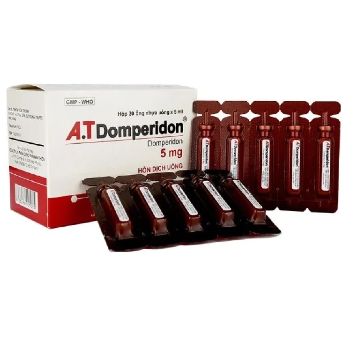 Hình ảnh Thuốc A.T Domperidon 5mg An Thiên điều trị các trường hợp buồn nôn và nôn (30 ống)