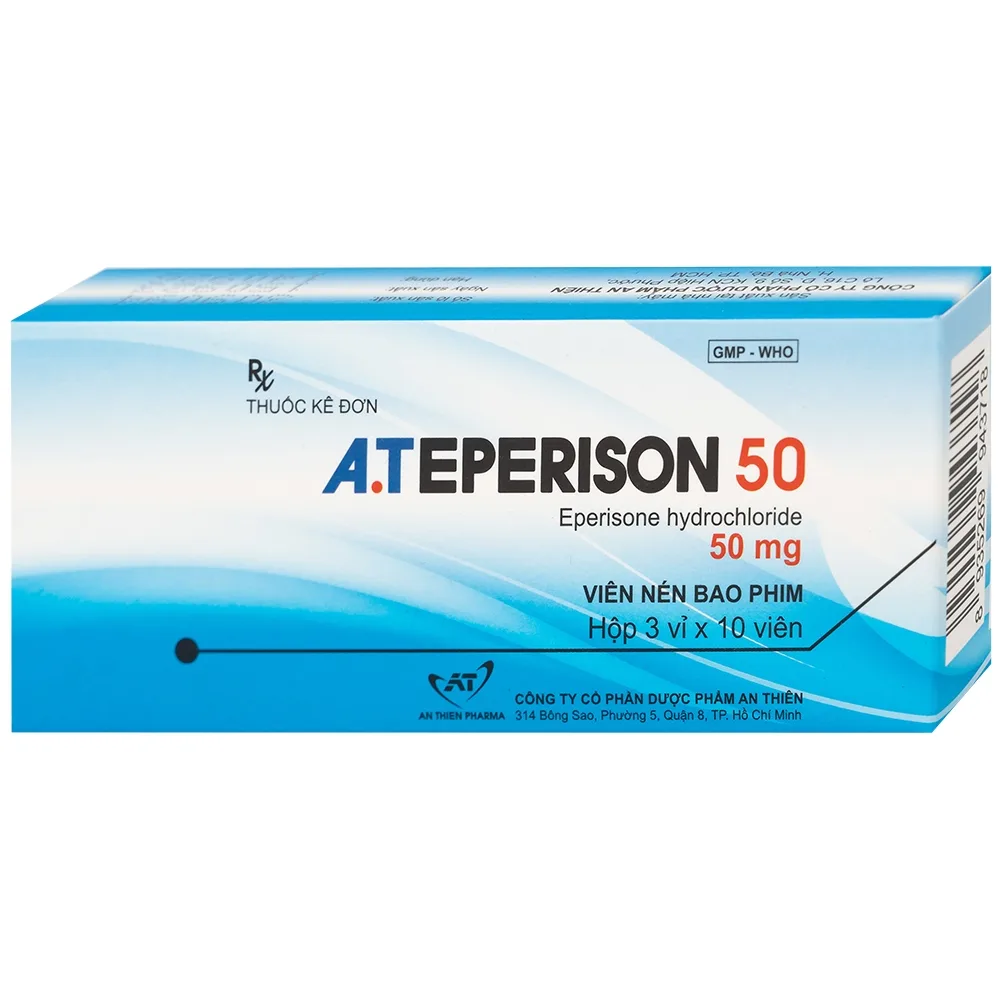 Hình ảnh Thuốc A.Teperison 50 An Thiên Pharma điều trị thoái hóa cột sống cổ, bệnh mạch máu não (3 vỉ x 10 viên)